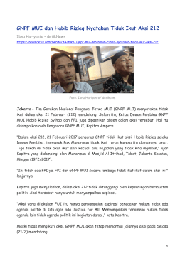 GNPF MUI dan Habib Rizieq Nyatakan Tidak Ikut Aksi 212