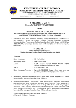 12. Pengumuman Pemenang - LPSE Kementrian Perhubungan