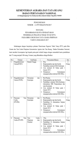 TU PIMPINAN - Kementerian Agraria dan Tata Ruang/Badan