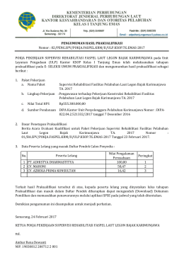 1. Paket Pekerjaan a. Nama Paket : b. Lingkup Pekerjaan : c. Nilai