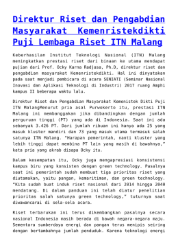 Direktur Riset dan Pengabdian Masyarakat