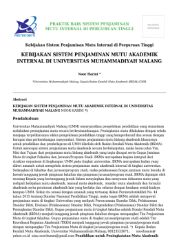 kebijakan sistem penjaminan mutu akademik internal - SPMI