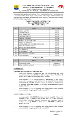 CADANGAN D4 - ANALIS KESEHATAN LULUS UTAMA FAKULTAS