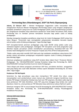 DownloadPermendag Baru Ditandatangani, SIUP Tak Perlu