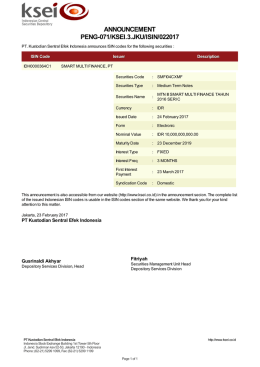 ANNOUNCEMENT PENG-071/KSEI.3.JKU/ISIN/022017