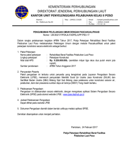 Pengumuman Lelang Faspel Poso