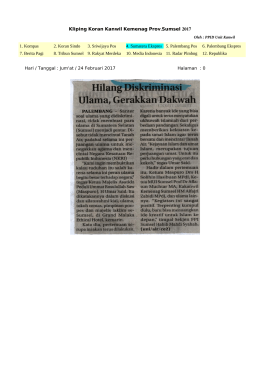 . 2017 Kliping Koran Kanwil Kemenag Prov Sumsel 1. Kompas 2