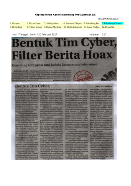 . 2017 Kliping Koran Kanwil Kemenag Prov Sumsel 1. Kompas 2