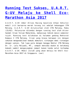 Running Test Sukses, UART G-UV Melaju ke Shell