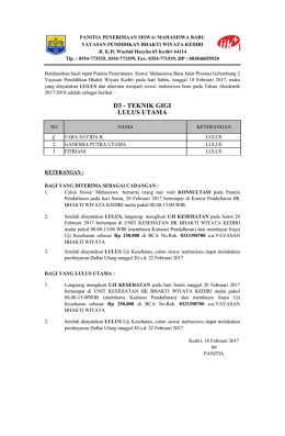 D3 - TEKNIK GIGI LULUS UTAMA