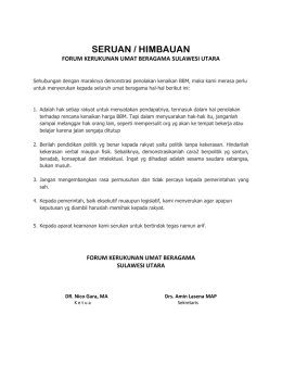seruan fkub - Kanwil Kemenag Sulut
