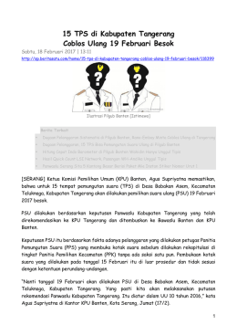 15 TPS di Kabupaten Tangerang Coblos Ulang 19