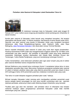 Perbaikan Jalan Nasional di Kabupaten Lebak Diselesaikan Tahun