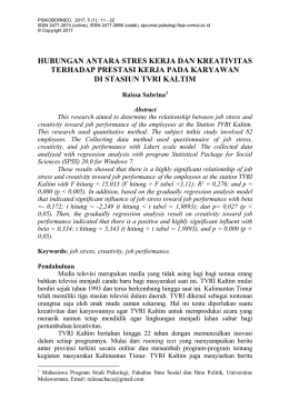 hubungan antara stres kerja dan kreativitas terhadap