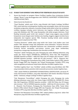 Syarat dan Kondisi SVLK TRIC - TRIC