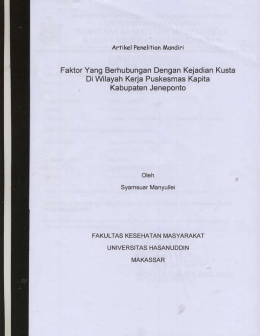 FaktorYang Berhubungan Dengan Kejadian Kusta Di Wilayah Keia