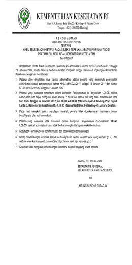 P E N G U M U M A N NOMOR KP.03.03/IV/179/2017 TENTANG