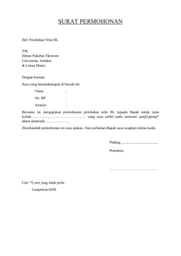 Format Permohonan Perubahan Nilai BL