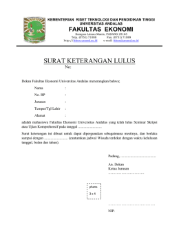 surat keterangan lulus - Repositori Universitas Andalas
