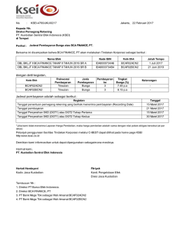 Jadwal Pembayaran Bunga atas BCA FINANCE, PT.