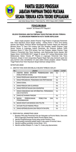 pengumuman - Pemerintah Kota Tidore Kepulauan