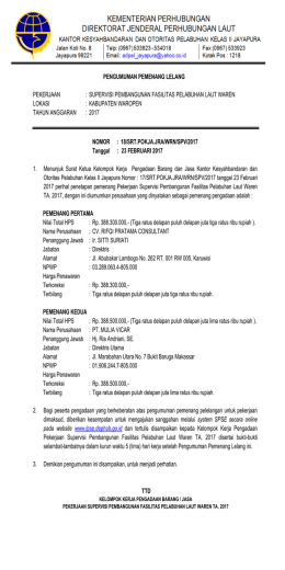 PENGUMUMAN PEMENANG SUPERVISI WAREN 2017