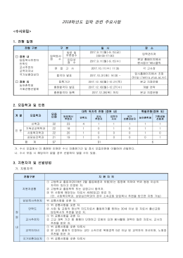 2018학년도 입학 관련 주요사항