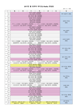 2017년 봄 외국어 라디오(I-Radio) 편성표