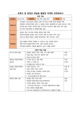 유튜브 등 동영상 채널을 활용한 마케팅 과정명세서