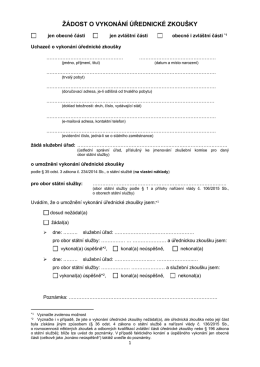 Ž&aacute;dost o vykon&aacute;n&iacute; &uacute;řednick&eacute; zkou&scaron;ky (samopl&aacute;tce) PDF