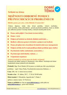 MOŽNOSTI ODBORNÉ POMOCI PŘI PSYCHICKÝCH PROBLÉMECH