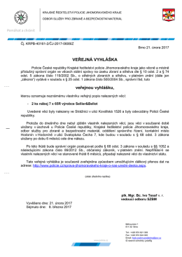 VEŘEJNÁ VYHLÁŠKA veřejnou vyhlášku,
