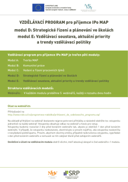 Informačn&iacute; let&aacute;k k webin&aacute;řov&yacute;m modulům D a E.