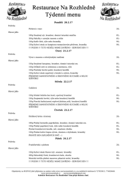 Stáhněte si Týdenní menu - Restaurace Na Rozhledně