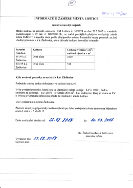 Informace o záměru Rady města Loštice směnit