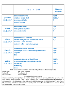 Jídelníček 20. 2.