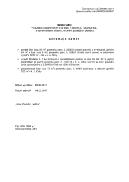 Záměr prodat a propachtovat pozemky