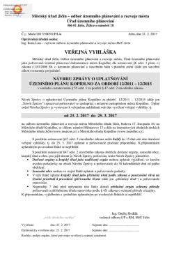 Návrh Zprávy o uplatňování Územního plánu Kopidlno