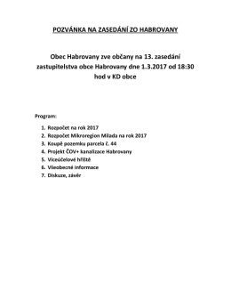 pozvánka na zasedání zo habrovany 13