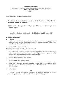 Pozměňovací návrhy přednesené ve druhém čtení dne 22. února 2017