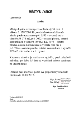 z&aacute;měr - Městys Lysice
