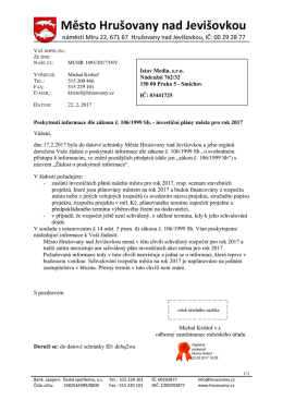 Poskytnutí informace dle zákona č. 106/1999 Sb.