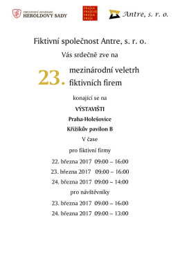 Fiktivní společnost Antre, sro mezinárodní veletrh