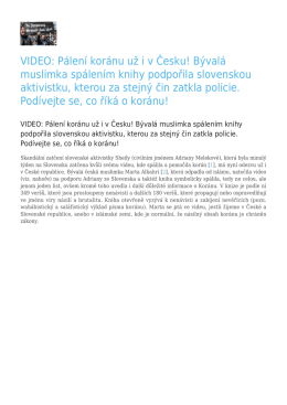 VIDEO: Pálení koránu už i v Česku! Bývalá muslimka
