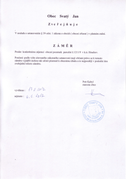 záměr prodeje - Obec Svatý Jan