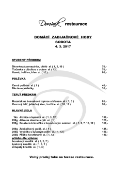 Speci&aacute;ln&iacute; zabijačkov&eacute; menu