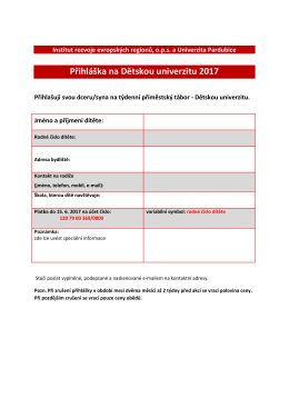 Přihl&aacute;&scaron;ka na Dětskou univerzitu 2017