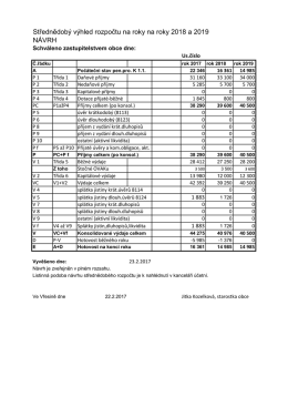 Rozpočtový výhled na léta 2018 a 2019