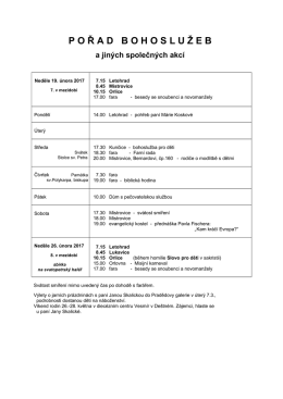 Aktuální pořad bohoslužeb Vloženo 19. 2. 2017