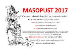 Přijďte s námi v sobotu 25. února 2017 slavit masopustní období! 8